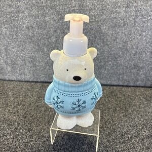 Bath & Body Works~Polar Bear Soap Dispenser~Blue Sweater/Ceramic/Glitter